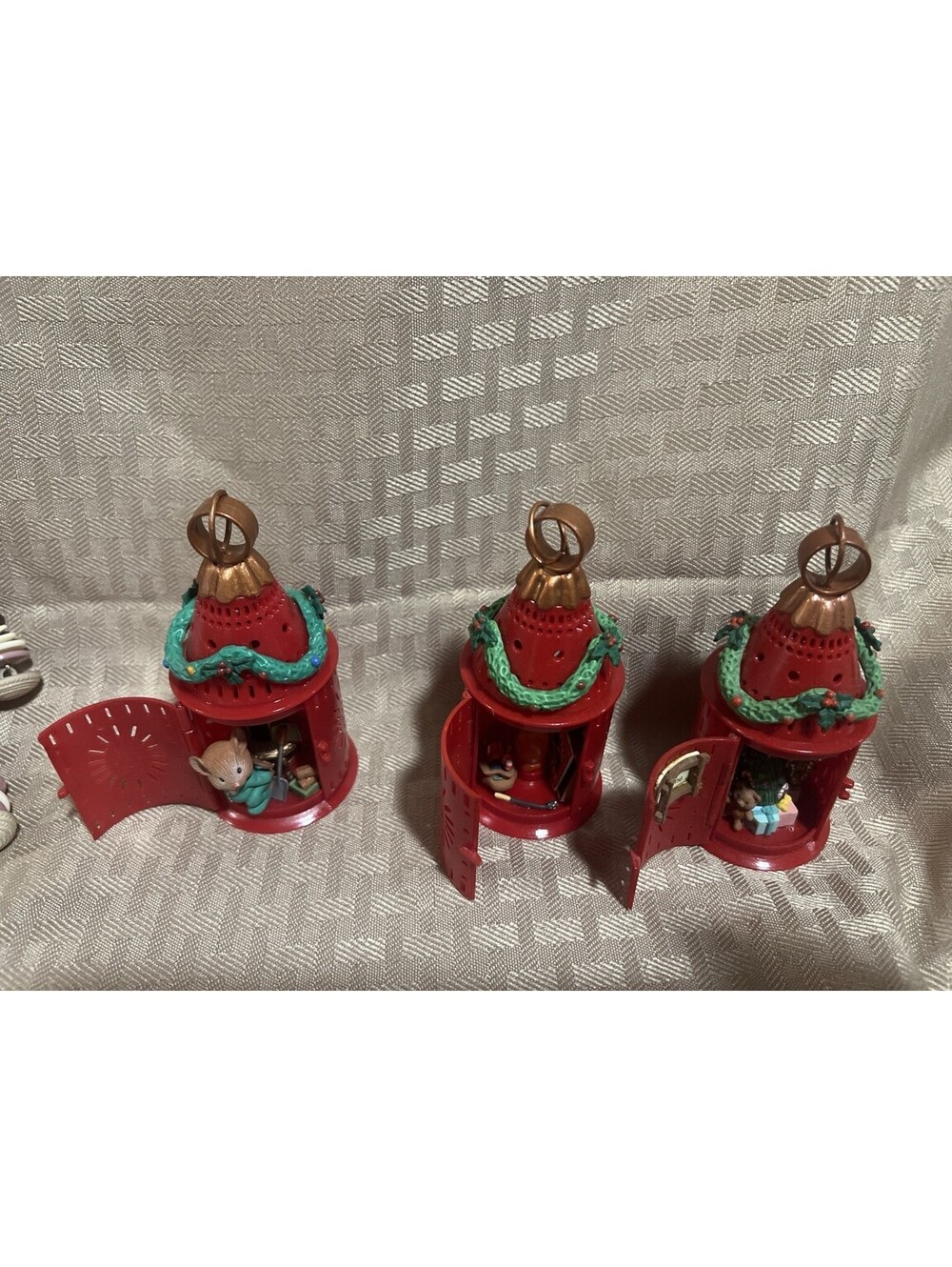 Enesco May All Your Christmas Be Bright 3pc Mouse Lantern Ornament Set 1991-93
